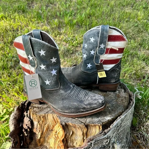 Roper® Women’s American Flag Shorty Cowgirl Boots- Size 10 - USA American Beauty - Picture 5 of 13